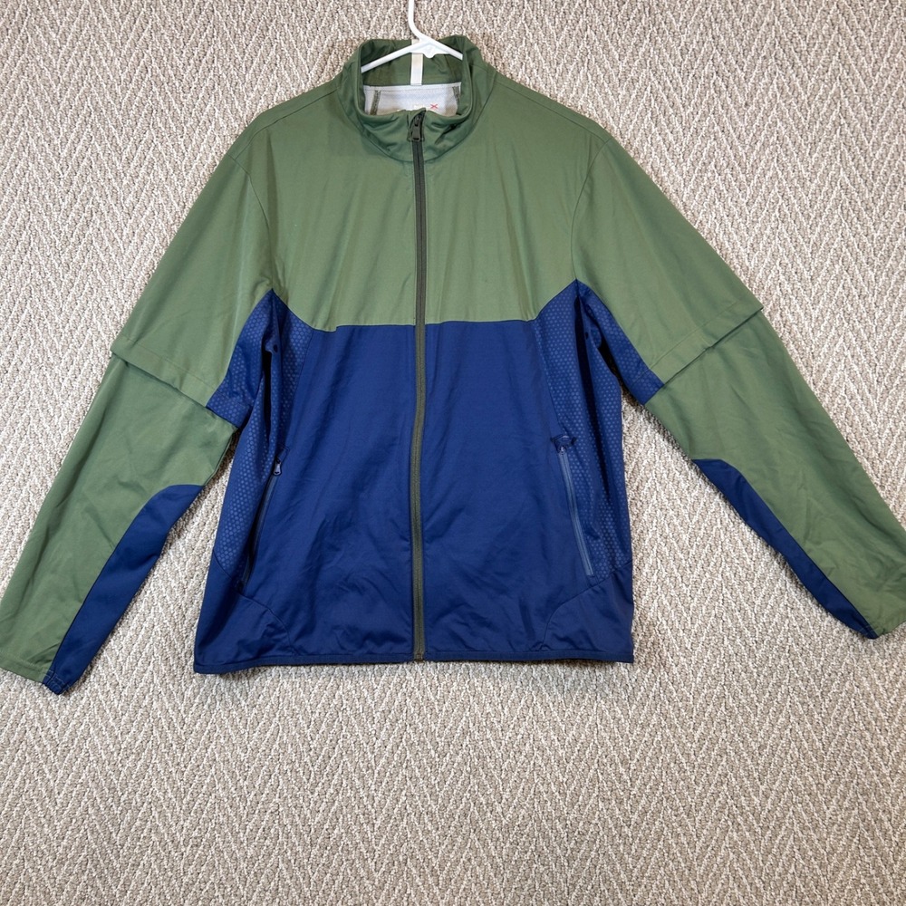 RLX Ralph Lauren Jacket Mens Extra Large Colorblock Windbreaker Green Full Zip